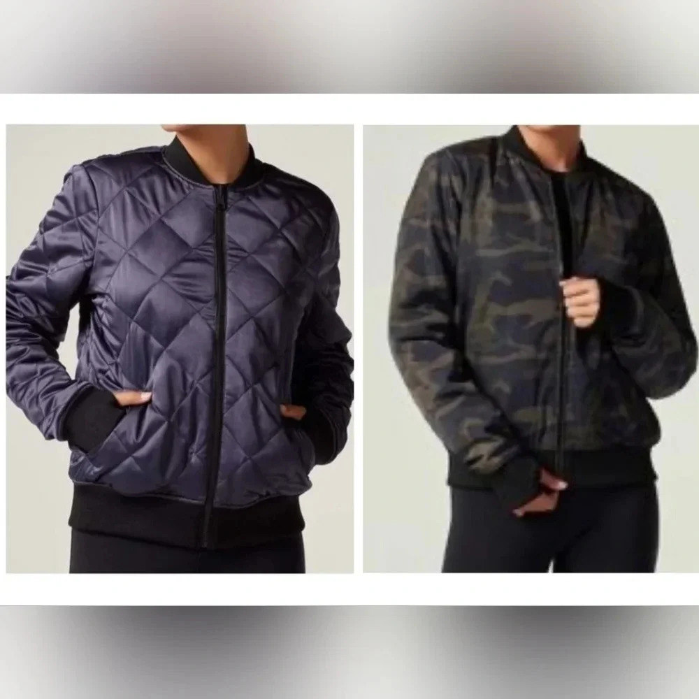 Blanc Noir "The Reversible Bomber Jacket" in Navy Camo, Women's Size Small, EUC!